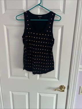 Express Black Tank Top with Gold Studs